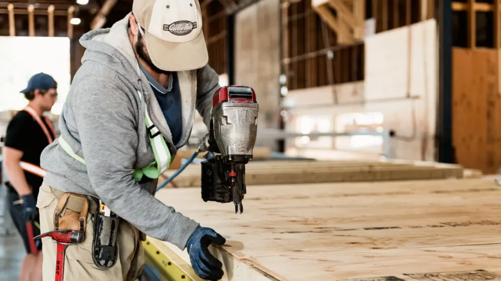 Worker on wall panel